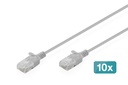 DIGITUS CAT 6 U-UTP Slim Patchkabel, 0,3 m, Grau, 10 Stück