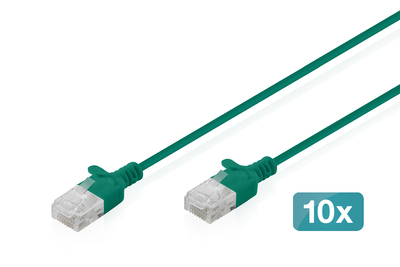 DIGITUS CAT 6 U-UTP Slim Patchkabel, 2 m, Grün, 10 Stück