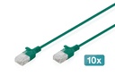 DIGITUS CAT 6 U-UTP Slim Patchkabel, 0,3 m, Grün, 10 Stück