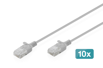DIGITUS CAT 6 U-UTP Slim Patchkabel, 1 m, Grau, 10 Stück