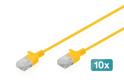 DIGITUS CAT 6 U-UTP Slim Patchkabel, 2 m, Gelb, 10 Stück