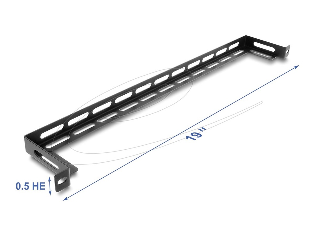Delock Kabelführungsplatte für Schaltschrank - L-shaped, 80 mm, with cable tie fastening - Schwarz - 0.5U - 48.3 cm (19")