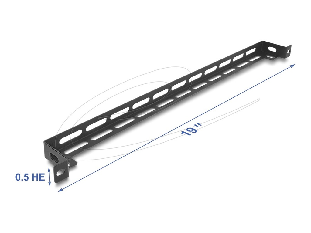 [67461] Delock Kabelführungsplatte für Schaltschrank - L-förmig, 50 mm, mit Kabelbinderbefestigung - Schwarz - 0.5U - 48.3 cm (19")