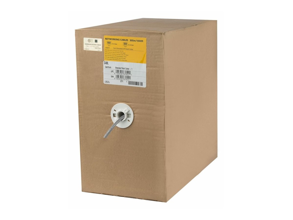 StarTech.com 1000 ft Bulk Cat6 Ethernet Cable - Stranded - CM-Rated for In-Wall Use - Cat 6 UTP Patch Cable - Gray (WIRC6PATGRRL)