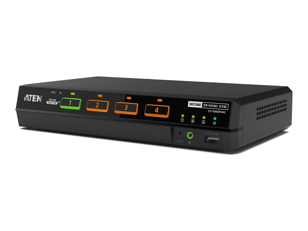 ATEN CS1142DPH4C - KVM-/Audio-Switch - 5K, DisplayPort/HDMI, Universal, Secure, with CAC ((PSD PP v4.0 In Evaluation))