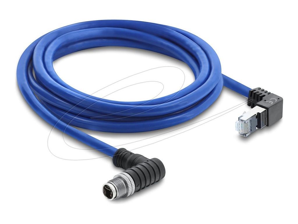Delock Netzwerkkabel - 8-polig M12 (M) nach unten abgewinkelt zu RJ-45 (M)