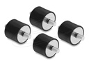 Delock Vibrationsdämpfer - M6 x 1 mm, 25 mm Durchmesser, 20 mm Höhe, mit 2 x Außengewinde - Schwarz (Packung mit 4)