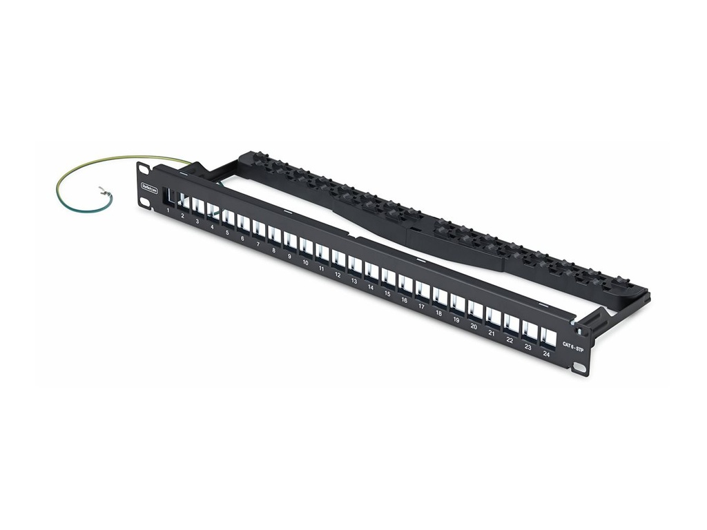 StarTech.com Startech - Leeres Keystone-Patchpanel - mit Kabelmanagementleiste, für RJ45 - geeignet für Wandmontage, Rack montierbar - CAT 6a/8 - STP/UTP - Schwarz - 1U - 48.3 cm (19")