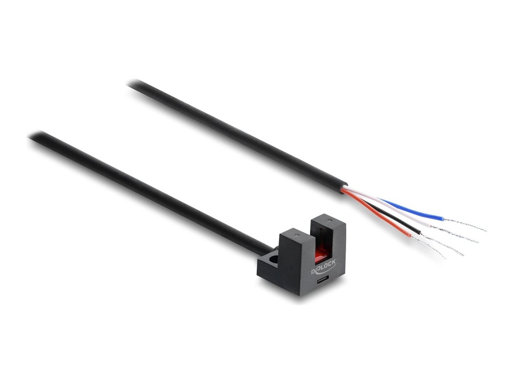 [91867] Delock Light barrier - forked, 5 mm, Type L, with 4 open cable ends, PNP, L/D switchable, 2 m