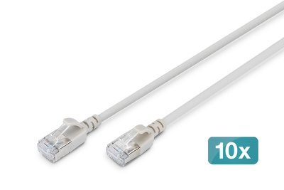 [DK-1632-A-020S-10] DIGITUS CAT 6A F-FTP Slim Patchkabel, 2 m, Grau, 10 Stück