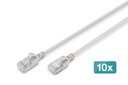 DIGITUS CAT 6A F-FTP Slim Patchkabel, 2 m, Grau, 10 Stück