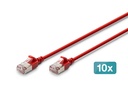DIGITUS CAT 6A F-FTP Slim Patchkabel, 1,5 m, Rot, 10 Stück