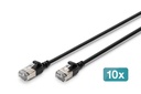 DIGITUS CAT 6A F-FTP Slim Patchkabel, 1,5 m, Schwarz, 10 Stück
