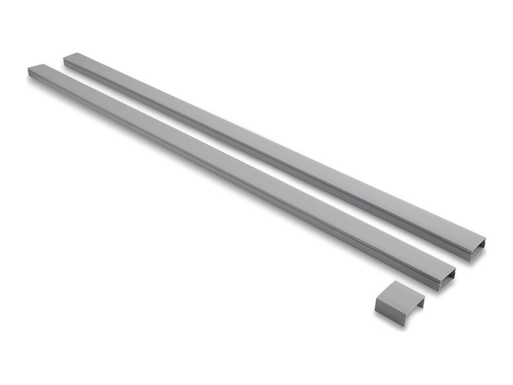 [22091] Delock Kabelkanal - self-adhesive, with sliding cover, 40 x 19 mm, including connector length - 1 m - Grau (Packung mit 2)