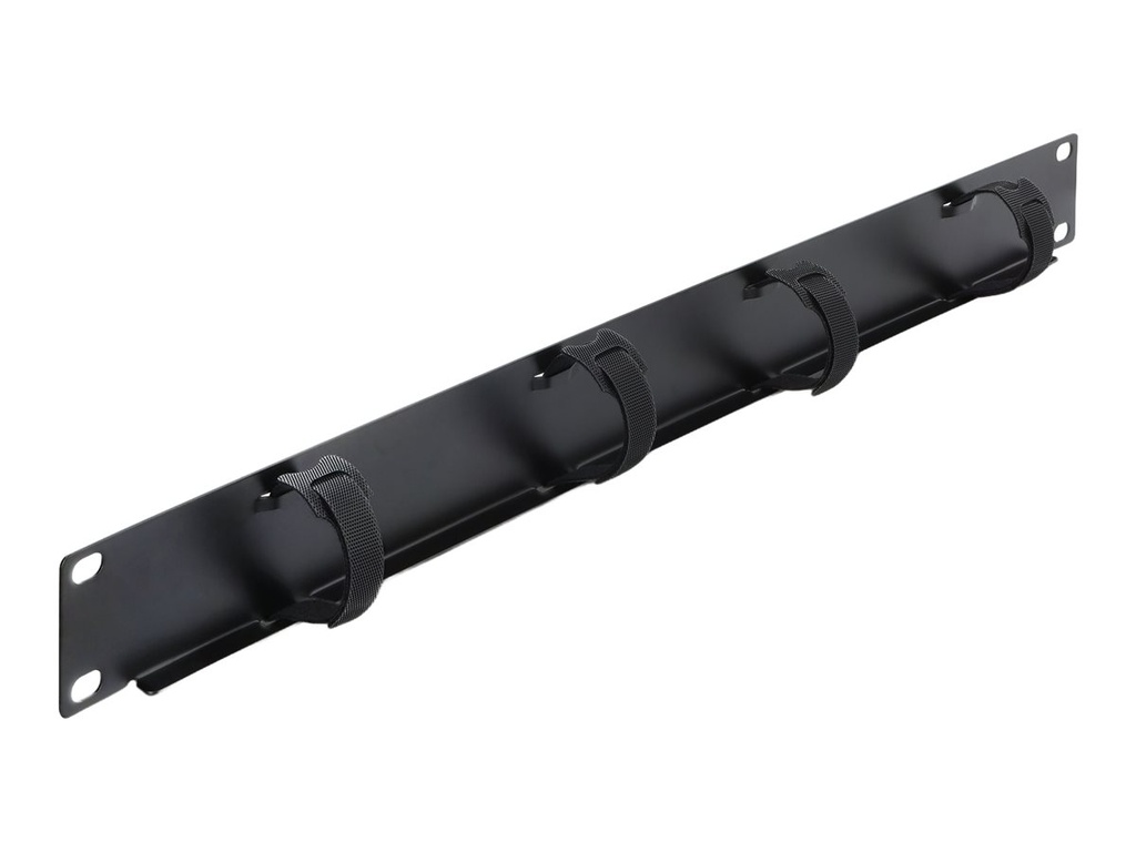 [91067] Delock Kabelführungsplatte für Schaltschrank - mit 4 Klett-Kabelbindern - Schwarz - 1U - 48.3 cm (19")