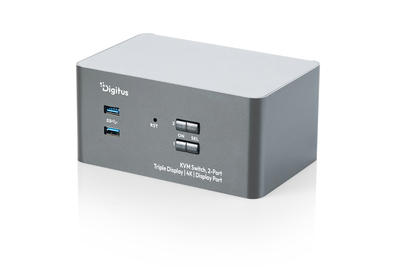 [DS-12864] DIGITUS KVM-Switch, 2-Port, Triple-Display, 4K, DisplayPort