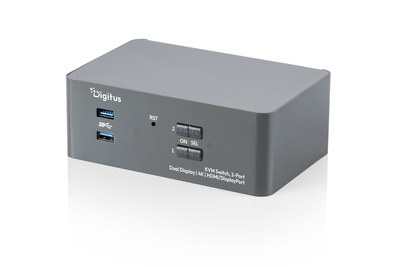 DIGITUS KVM-Switch, 2-Port, Dual-Display, 4K, HDMI/DisplayPort