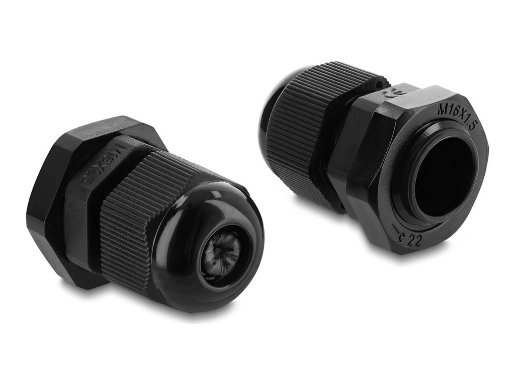 [60692] Delock Kabelverschraubung - M16 x 1.5 mm - Jet Black, RAL 9005 (Packung mit 10)