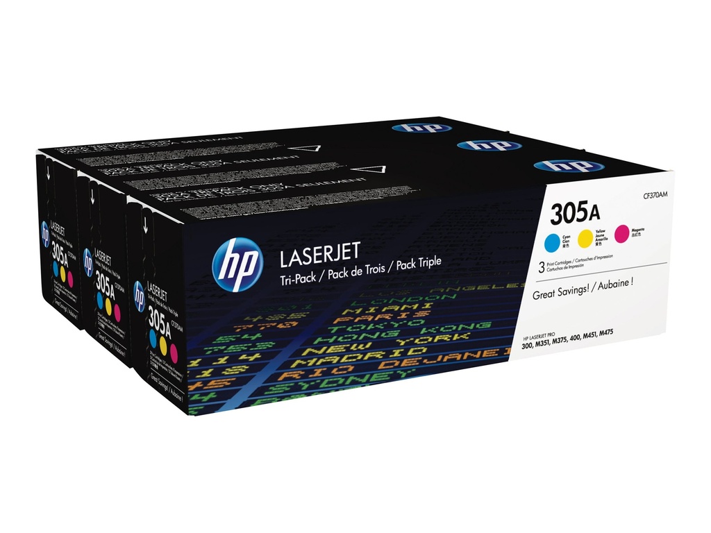 HP 305A - 3er-Pack - Gelb, Cyan, Magenta - Original - LaserJet - Tonerpatrone (CF370AM)