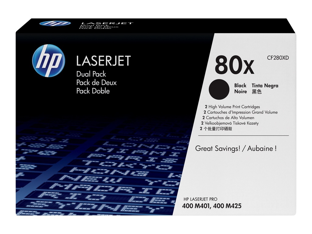 HP 80X - 2er-Pack - Hohe Ergiebigkeit - Schwarz - original - LaserJet - Tonerpatrone (CF280XD)