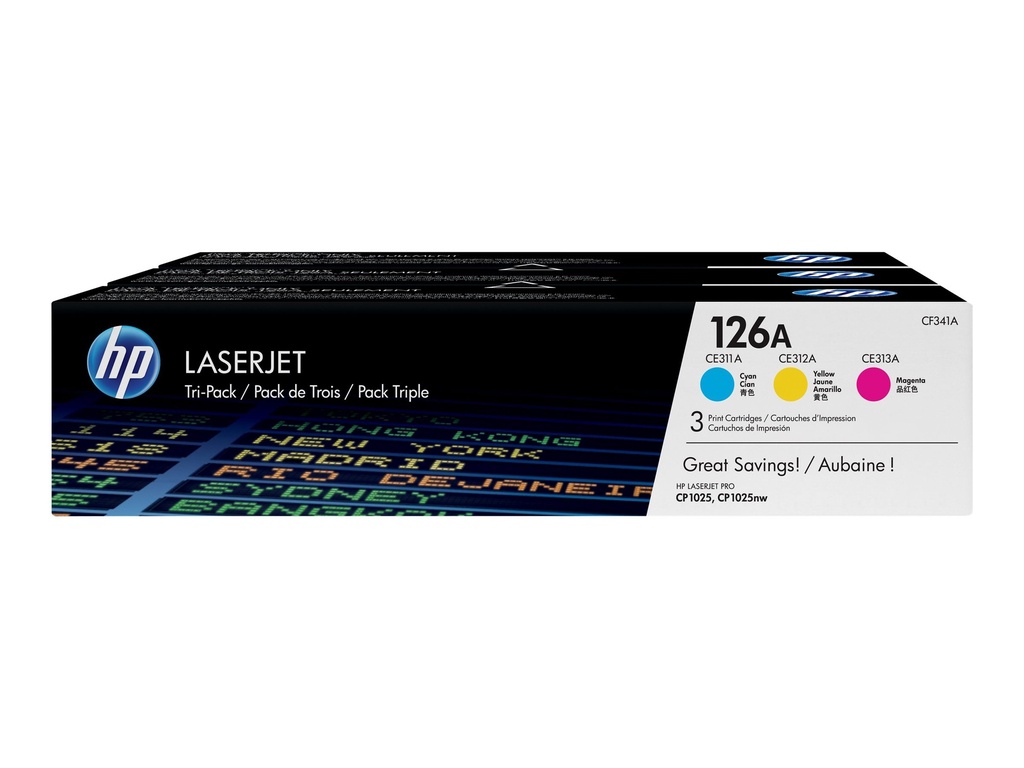 HP 126A - 3er-Pack - Gelb, Cyan, Magenta - original - LaserJet - Tonerpatrone (CF341A)
