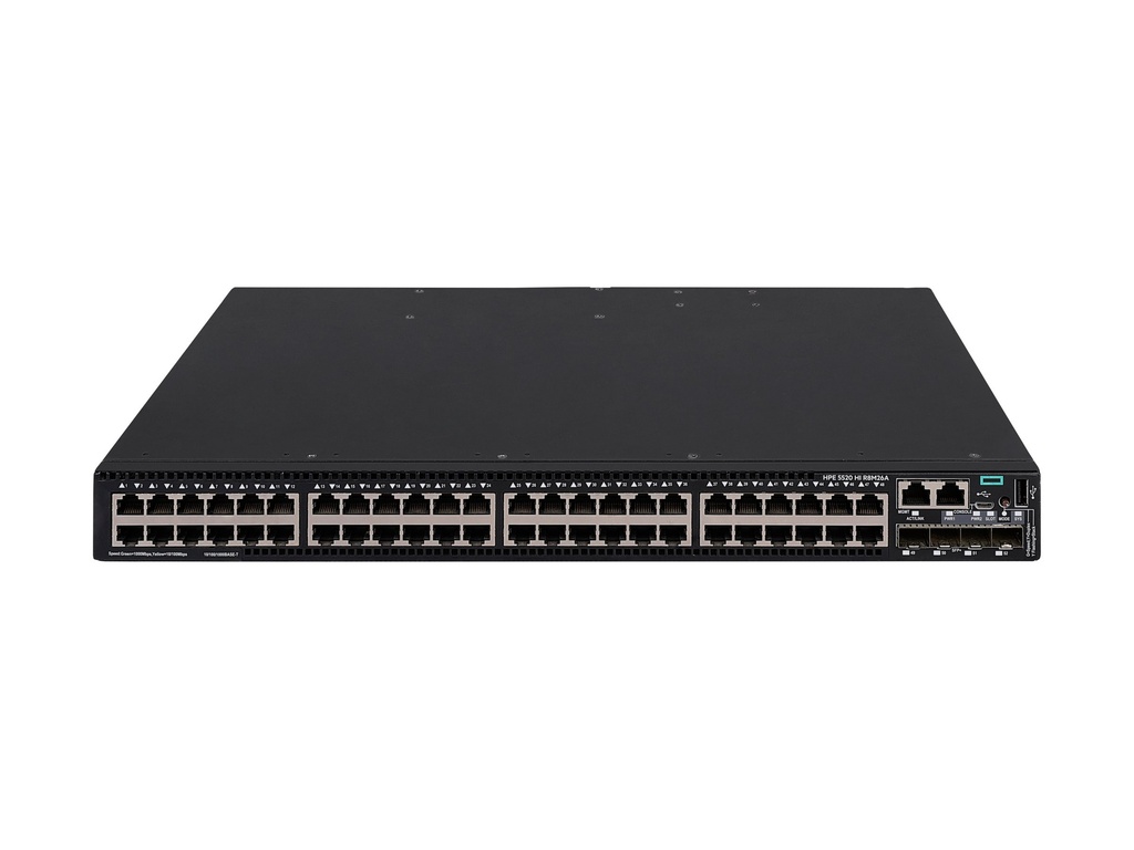 HPE Networking Comware 5520HI 48p 10/100/1000BASE-T 4p SFP+ 1G/10G 1-slot TAA Switch - Switch - 1 Steckplatz für Erweiterungsmodul - L3 - managed - 48 x 10/100/1000Base-T + 4 x 1 Gigabit / 10 Gigabit SFP+ (Uplink / Stacking)