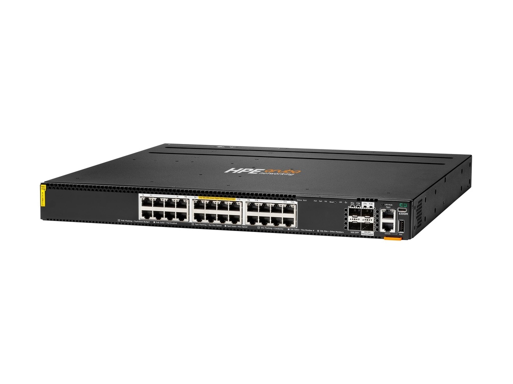HPE Aruba Networking 6300M 24p Smart Rate 1G/2.5G/5G Class6 PoE 4p SFP56 50G TAA Switch - Switch - max. Stapelentfernung 10 km - L3 - managed - 48 x 100/1000/2.5G/5G (4PPoE)