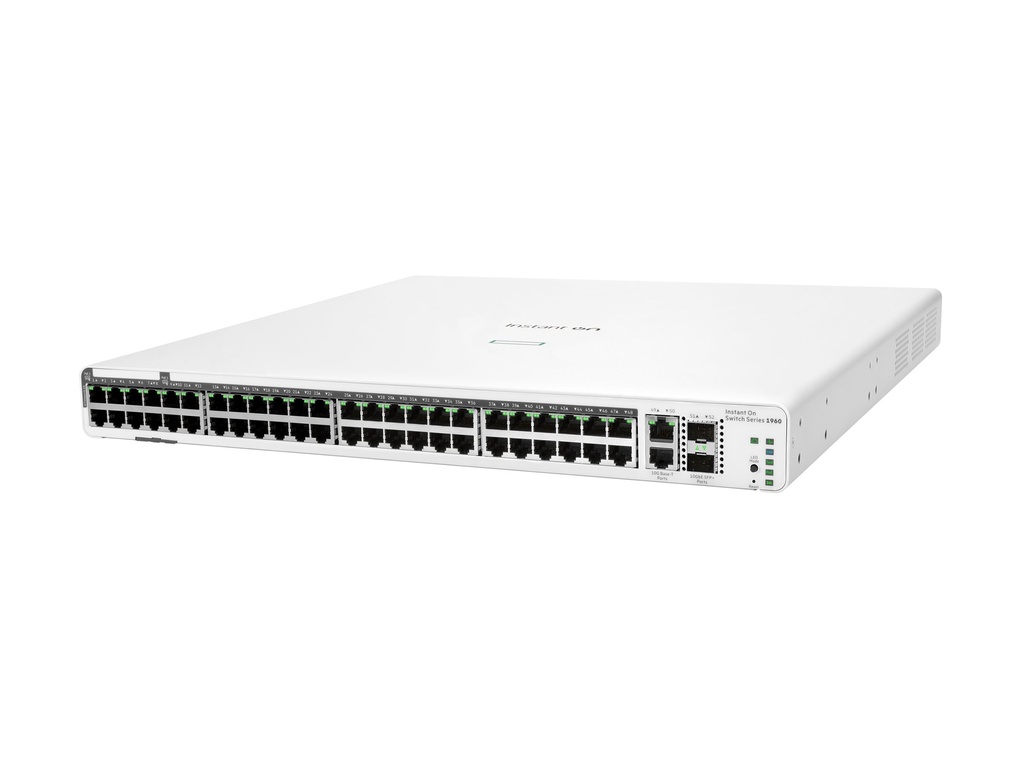 HPE Networking Instant On 1960 48G 40p Class4 8p Class6 PoE 2XGT 2SFP+ 600W Switch - Switch - managed - 48 x 10/100/1000 + 2 x 10 Gigabit SFP+ + 2 x 100/1000/10GBase-T - an Rack montierbar - PoE (600 W)