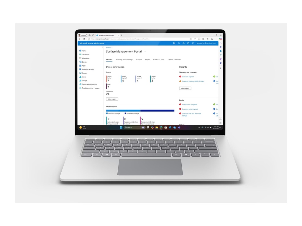 Microsoft Surface Laptop for Business - 7th Edition - Snapdragon X Elite X1E-80-100 - Win 11 Pro - Qualcomm Adreno - 16 GB RAM - 1 TB SSD - 35.1 cm (13.8")