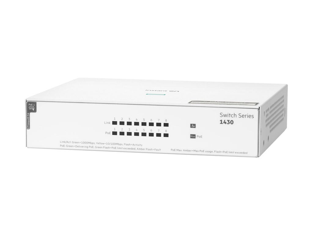 HPE Instant On 1430 8G Class4 PoE 64W Switch - - unmanaged - 8... - Switch - 1 Gbps
