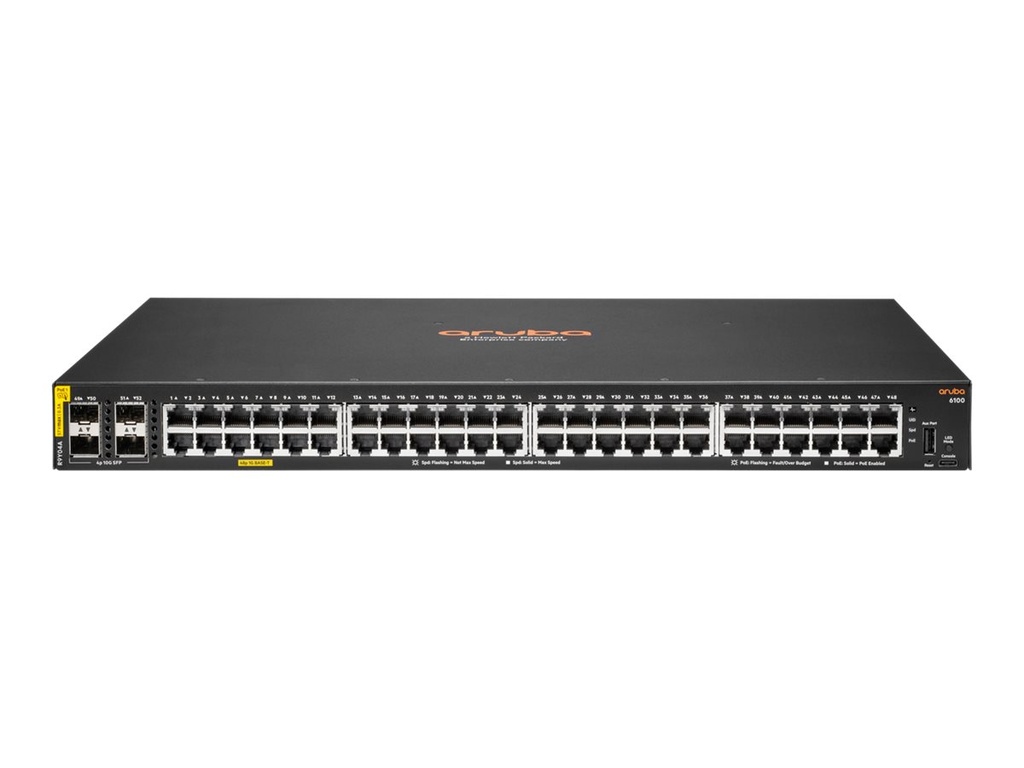 HPE Aruba Networking CX 6100 48G Class4 PoE 4SFP+ 740W Switch - Switch - L3 - managed - 48 x 10/100/1000 (PoE+)