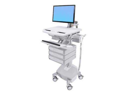 [SV44-1232-2] Ergotron Cart with LCD Arm, LiFe Powered, 3 Drawers - Wagen - offene Architektur - für LCD-Display / PC-Ausrüstung - verriegelbar - Aluminium, verzinker Stahl, hochwertiger Kunststoff - Bildschirmgröße: bis zu 61 cm (bis zu 24 Zoll)