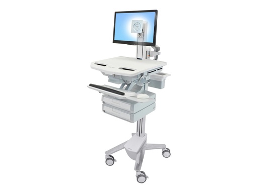 [SV43-1320-0] Ergotron Wagen - offene Architektur - für LCD-Display / PC-Ausrüstung - medizinisch - Kunststoff, Aluminium, verzinker Stahl - Grau, weiß, Polished Aluminum - Bildschirmgröße: bis zu 61 cm (bis zu 24 Zoll)