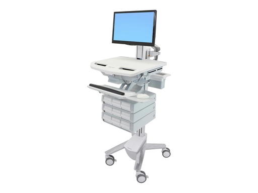 [SV43-1390-0] Ergotron Wagen - offene Architektur - für LCD-Display / PC-Ausrüstung - medizinisch - Kunststoff, Aluminium, verzinker Stahl - Grau, weiß, Polished Aluminum - Bildschirmgröße: bis zu 61 cm (bis zu 24 Zoll)