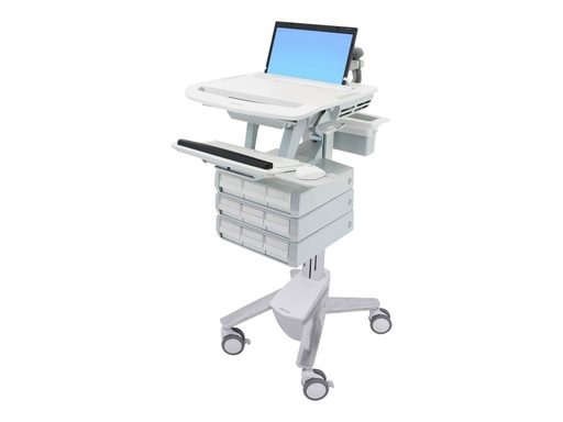 [SV43-1190-0] Ergotron Wagen - offene Architektur - für Notebook / PC-Ausrüstung - medizinisch - Kunststoff, Aluminium, verzinker Stahl - Grau, weiß, Polished Aluminum - Bildschirmgröße: bis zu 43,9 cm (17,3" Breitbild)