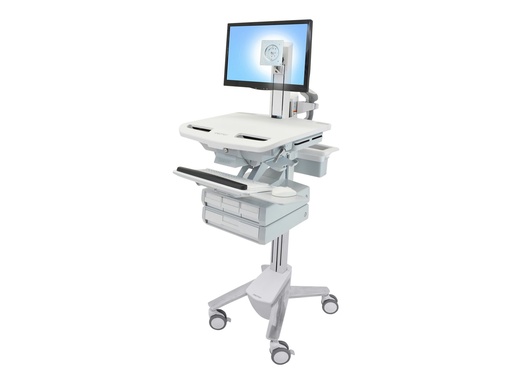 [SV43-1340-0] Ergotron Wagen - offene Architektur - für LCD-Display / PC-Ausrüstung - medizinisch - Kunststoff, Aluminium, verzinker Stahl - Grau, weiß, Polished Aluminum - Bildschirmgröße: bis zu 61 cm (bis zu 24 Zoll)