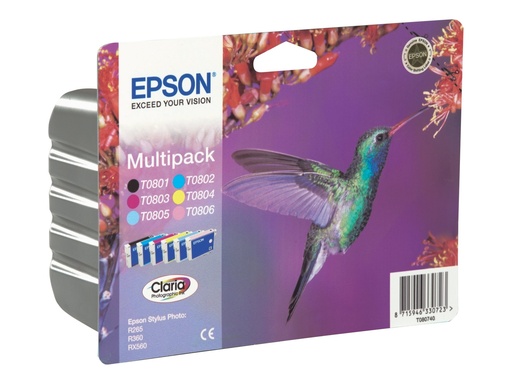 [C13T08074010] Epson T0807 Multipack - Schwarz, Gelb, Cyan, Magenta, hellmagentafarben, hell Cyan