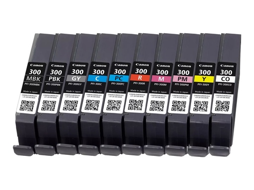[4192C008] Canon PFI-MBK/PBK/CO/GY/R/C/M/Y/PC/PM 10 Ink Cartridge Multipack