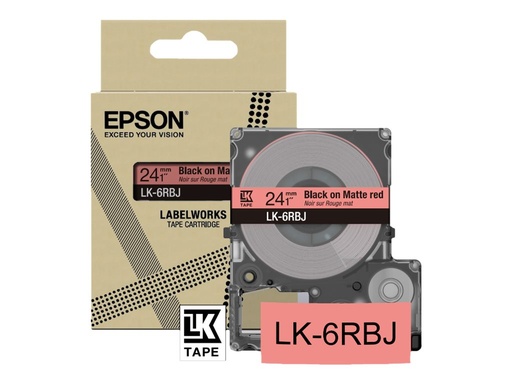 [C53S672073] Epson LabelWorks LK-6RBJ - Schwarz auf mattrot - Rolle (2,4 cm x 8 m)