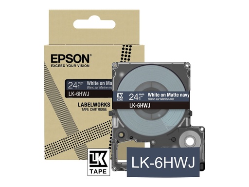 [C53S672086] Epson LabelWorks LK-6HWJ - Weiß auf Matt-Marineblau - Rolle (2,4 cm x 8 m)