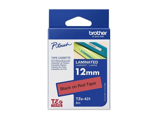 [TZE431] Brother TZe-431 - Schwarz auf rot - Rolle (1,2 cm x 8 m)