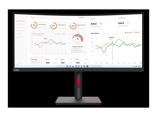 [63D4ZAT1EU] Lenovo ThinkVision T34w-30 - LED-Monitor - gebogen - 86.4 cm (34")