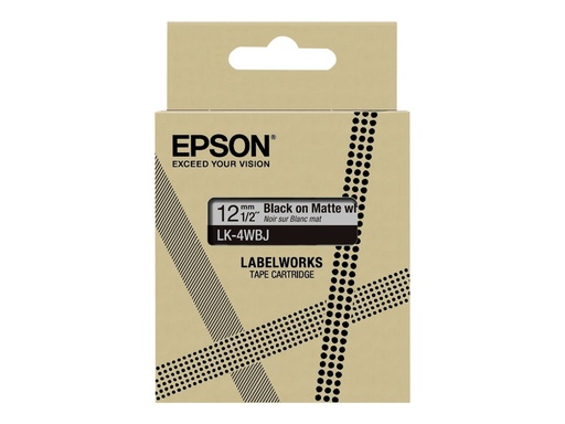 [C53S672062] Epson LabelWorks LK-4WBJ - Schwarz auf matt Weiß - Rolle (1,2 cm x 8 m)