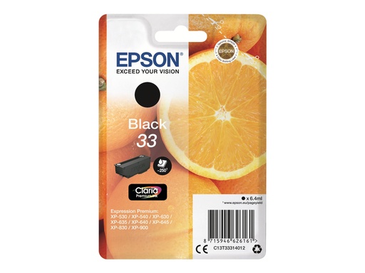 [C13T33314012] Epson 33 - 6.4 ml - Schwarz - Original - Blisterverpackung