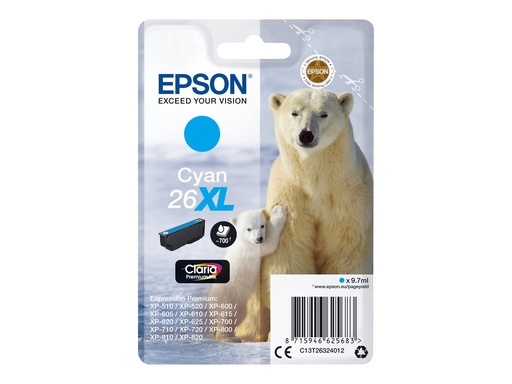 [C13T26324012] Epson 26XL - 8.7 ml - XL - Cyan - original - Blisterverpackung