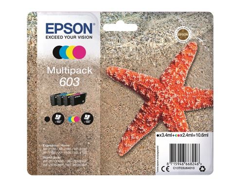 [C13T03U64010] Epson 603 Multipack - 4er-Pack - Schwarz, Gelb, Cyan, Magenta