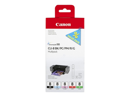 [0620B027] Canon CLI Value Pack 8 Multipack - 13 ml - Schwarz, Cyan, Magenta, Rot, grün