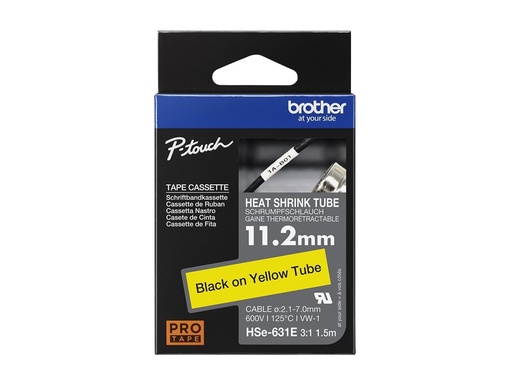 [HSE631E] Brother HSe-631E - Schwarz auf Gelb - Rolle (1,12 cm x 1,5 m)