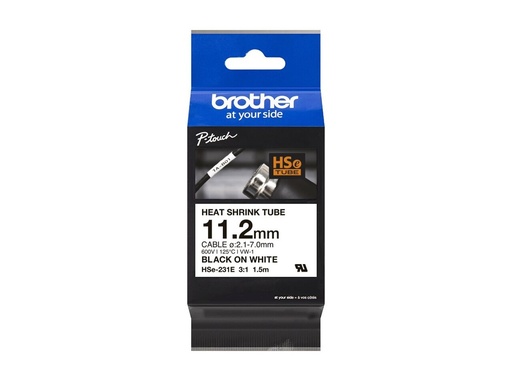[HSE231E] Brother HSe-231E - Schwarz auf Weiß - Rolle (1,12 cm x 1,5 m)