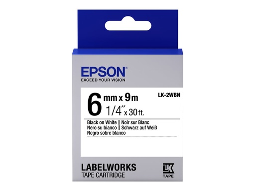 [C53S652003] Epson LabelWorks LK-2WBN - Schwarz auf Weiß - Rolle (0,6 cm x 9 m)